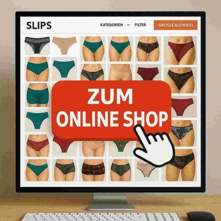 Zum online Shop für getragene Slips Ein Monitor zeigt große Auswahl an getragener Damenunterwäsche