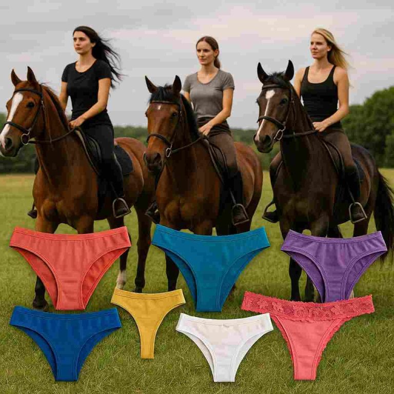 Aus dem Reitalltag: getragene Damen-Slips mit Charakter Erlebnis getragene Slips aus dem Reitsport – stilvoll arrangiert mit natürlichem Hintergrund