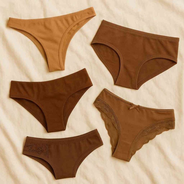 Braune Slips von echten Frauen – natürlich getragen & stilvoll gewählt Getragene Damenhöschen in verschiedenen Brauntönen – bodenständig, warm und charaktervoll präsentiert